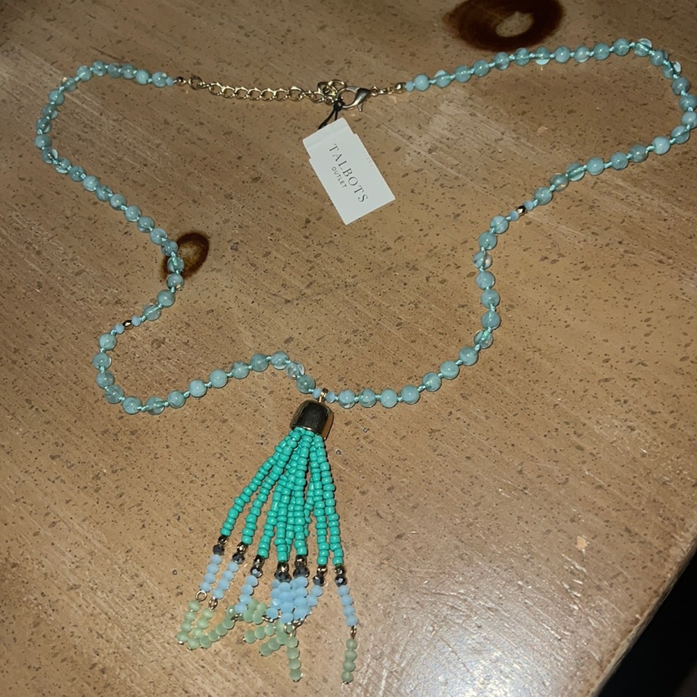 NWT Talbots factory jade green beaded statement necklace
